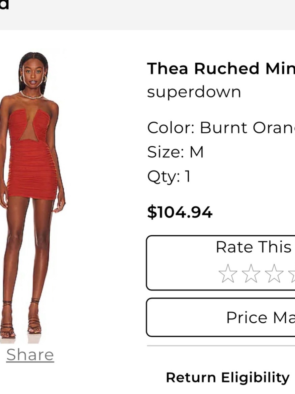 superdown Rust Red Ruched Mini Dress - Picture 2 of 2